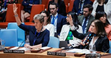 Members of the United Nations Security Council vote against a resolution by Russia and China to delay by six months the reimposition of sanctions on Iran during the 80th U.N. General Assembly in New York City, U.S., Sept. 26, 2025. (Reuters Photo)