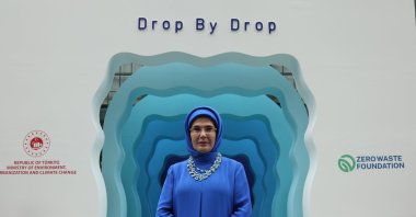 Turkish First Lady Emine Erdoğan attends the opening of the “Zero Waste Blue – Drop by Drop” exhibition as part of Türkiye’s Zero Waste initiative, in New York, U.S., Sept. 24, 2025. (AA Photo)