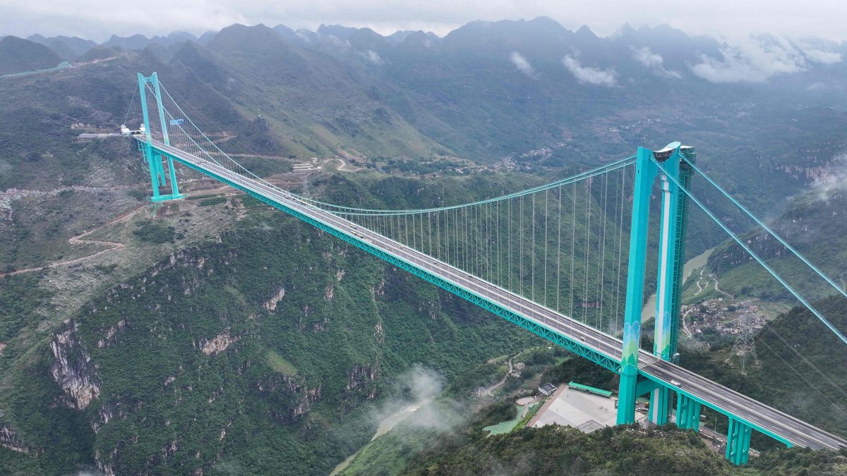 The Huajiang Grand Canyon Bridge, the world’s highest, is seen in southwest Guizhou province, China, Sept. 27, 2025. (AFP Photo)