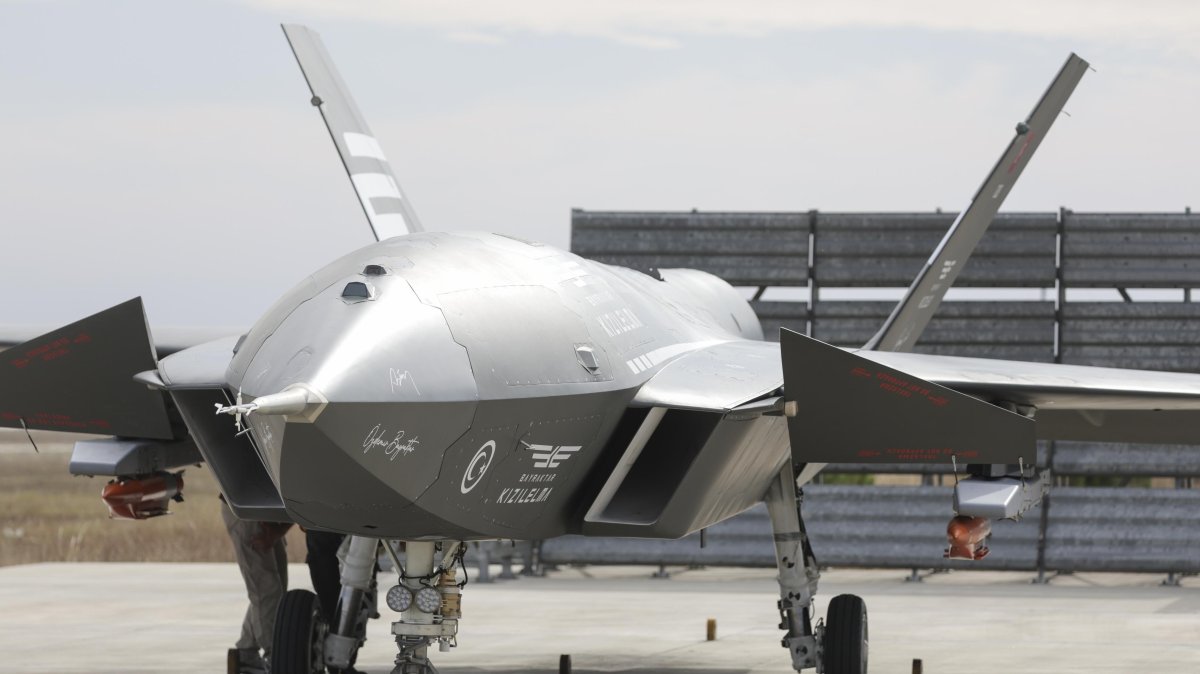 The Kızılelma fighter jet, developed by the Turkish defense company Baykar, at an undisclosed location, Türkiye, Sept. 26, 2025. (AA Photo)