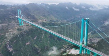 The Huajiang Grand Canyon Bridge, the world’s highest, is seen in southwest Guizhou province, China, Sept. 27, 2025. (AFP Photo)