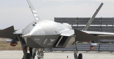 The Kızılelma fighter jet, developed by the Turkish defense company Baykar, at an undisclosed location, Türkiye, Sept. 26, 2025. (AA Photo)