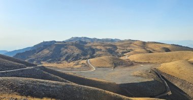 An aerial view of the Sefine area on Cudi Mountain, believed to be the landing site of Noah’s Ark, Şırnak, Türkiye, Sept. 28, 2025. (IHA Photo)