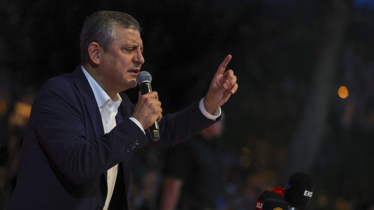 CHP Chair Özgür Özel speaks at an event in Muğla, southwestern Türkiye, on Sept. 28, 2025. (AA Photo)