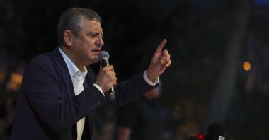 CHP Chair Özgür Özel speaks at an event in Muğla, southwestern Türkiye, on Sept. 28, 2025. (AA Photo)