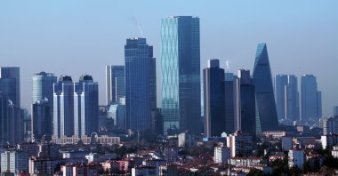 Skyscrapers and office buildings are seen in the business and financial district of Levent, which comprises leading Turkish banks&#039; and companies&#039; headquarters, Istanbul, Türkiye, March 4, 2019. (Shutterstock Photo)