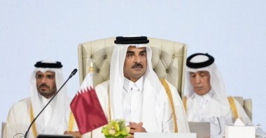 Emir of Qatar Sheikh Tamim bin Hamad Al Thani, attends the opening of the emergency Arab-Islamic summit to discuss the Israeli attack on Hamas on the Gulf country&#039;s soil, in Doha, Qatar Sept. 15, 2025. (Qatar News Agency/Handout via Reuters)