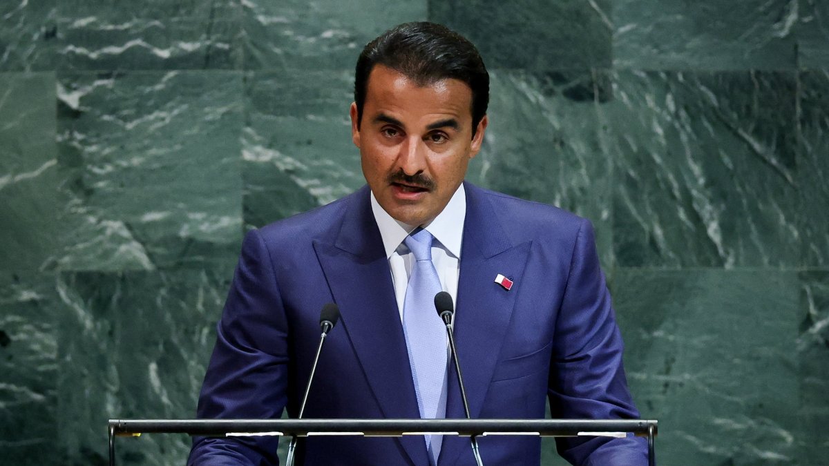 Qatar's Emir Sheikh Tamim bin Hamad Al Thani addresses the 80th United Nations General Assembly at U.N. headquarters in New York, U.S., Sept. 23, 2025. (Reuters File Photo)