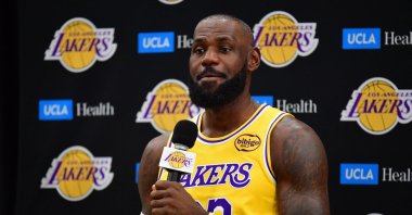 Los Angeles Lakers&#039; LeBron James during media day at UCLA Health Training Center, Los Angeles, U.S., Sept. 29, 2025. (Reuters Photo)