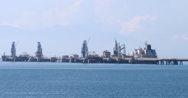 A view of the export terminal at the Turkish port of Ceyhan, southern Türkiye, Sept. 27, 2025. (IHA Photo)