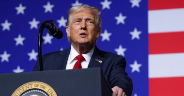 U.S. President Donald Trump speaks to senior military leaders at Marine Corps Base Quantico, Quantico, Virginia, U.S., Sept. 30, 2025. (AFP Photo)