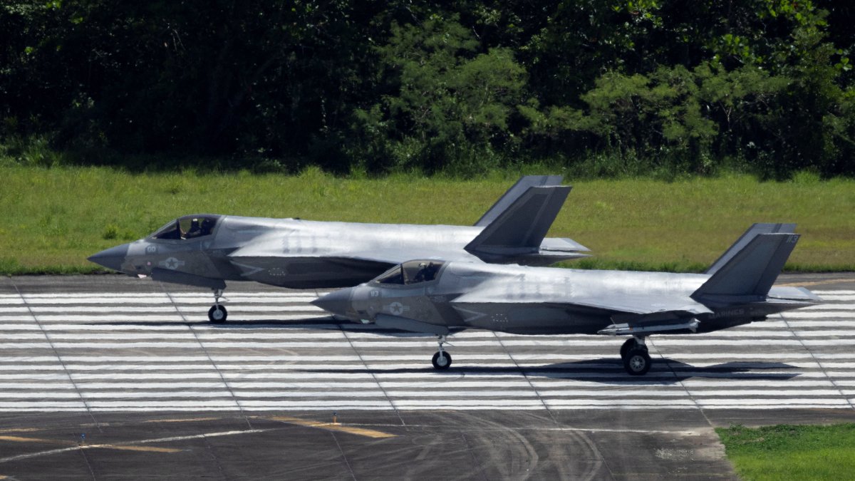 Two U.S. Marine Corps F-35 fighter jets prepare for takeoff at the former Roosevelt Roads military base in Ceiba, Puerto Rico, Sept. 30, 2025. (Reuters Photo)