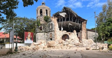 A damaged church in the aftermath of an earthquake in Bogo city, Cebu island, Philippines, Oct. 1, 2025. (EPA Photo)