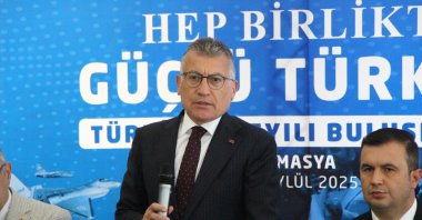 AK Party parliamentary group Chair Abdullah Güler speaks at an event, Amasya, northern Türkiye, Sept. 13, 2025. (İHA Photo)