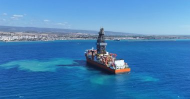 Türkiye&#039;s new drilling ship is seen off the southern province of Mersin, Türkiye, Sept. 30, 2025. (Courtesy of Energy and Natural Resources Ministry)