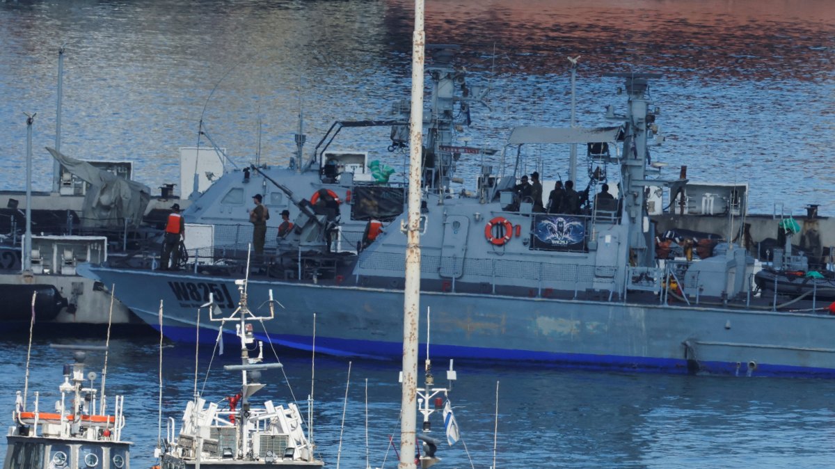 An Israeli naval vessel arrives at the Port of Ashdod after Israel intercepted some vessels of the Global Sumud Flotilla aiming to reach Gaza and break Israel&#039;s naval blockade, southern Israel, Oct. 2, 2025. (Reuters Photo)