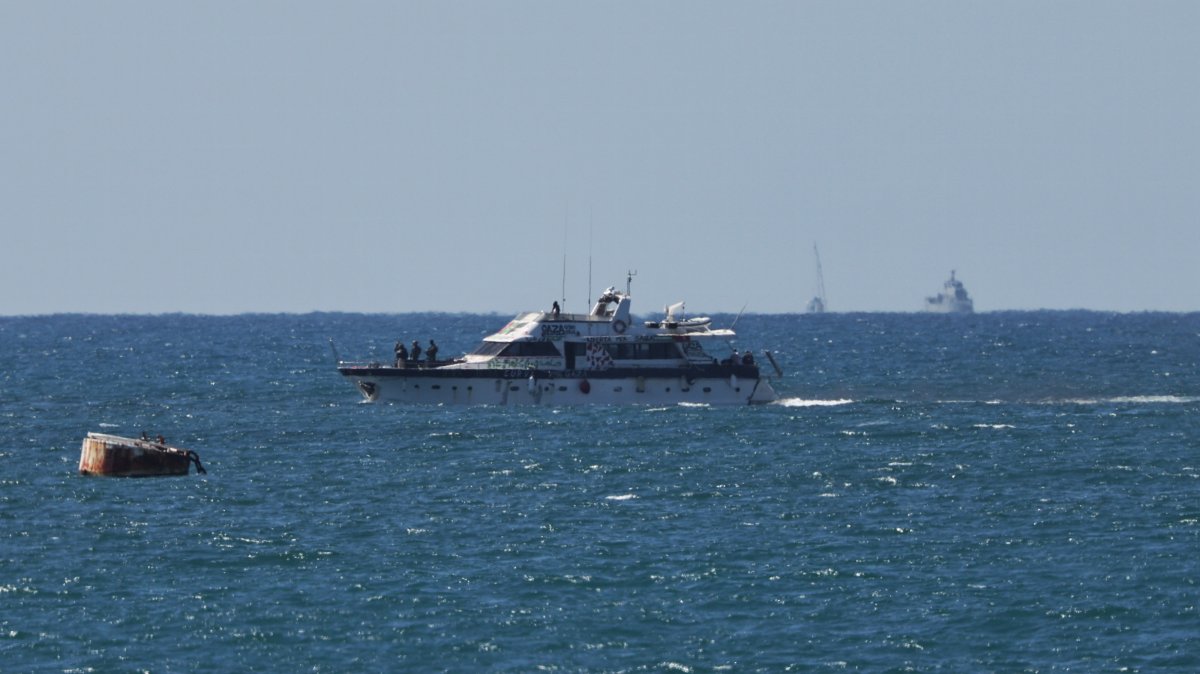 A vessel of the Global Sumud Flotilla arrives at the Port of Ashdod after being intercepted by Israeli officials, Ashdod, Israel, Oct. 2, 2025. (EPA Photo)