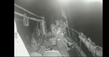 Activists on board a flotilla of vessels sailing toward Gaza say the Israeli navy has begun intercepting their vessels as they approach the besieged Palestinian territory, Oct. 1, 2025. (Global Sumud Flottila via AP)