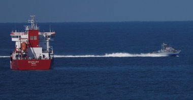 An Israeli Navy vessel approaches Ashdod Port, after Israel intercepted some of the vessels of the Global Sumud Flotilla aiming to reach Gaza and break Israel&#039;s naval blockade, in southern Israel, Oct. 2, 2025. (Reuters Photo)