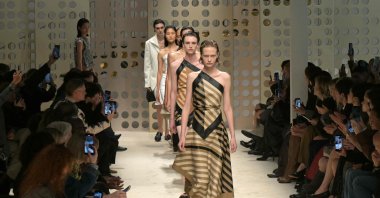 Models walk the runway during the Tod&#039;s collection show as part of Milan Fashion Week, Milan, Italy, Sept. 26, 2025. (AFP Photo)