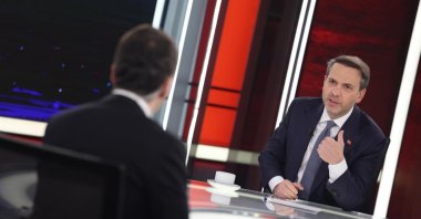 Energy Minister Alparslan Bayraktar answers questions on current issues during a program on Habertürk TV, Sept. 29, 2025. (AA Photo)