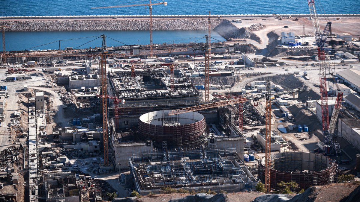An aerial view of the construction site of Türkiye&#039;s first nuclear power plant, Akkuyu, Mersin, southern Türkiye, Sept. 12, 2025. (AA Photo)