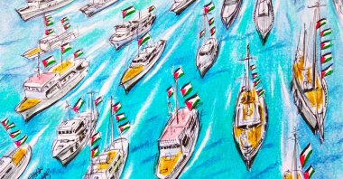 &quot;Participants of the Global Sumud Flotilla, drawn from over 44 countries across six continents, form a remarkable mosaic of global civil society.&quot; (Illustration by Erhan Yalvaç)