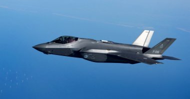 A Dutch F-35 fighter jet is seen after being refuelled by a Multinational MRTT Unit in the air during NATO&#039;s Ramstein Flag exercise, Denmark, April 2, 2025. (Reuters Photo)