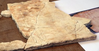 Excavations at Sagalassos have uncovered a Roman bath featuring the Egyptian god Tutu, carved on Afyon marble slabs, Burdur, southern Türkiye, Oct. 4, 2025. (AA Photo)