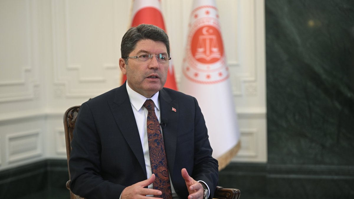 Justice Minister Yılmaz Tunç speaks during an interview July 14, 2025. (AA Photo)