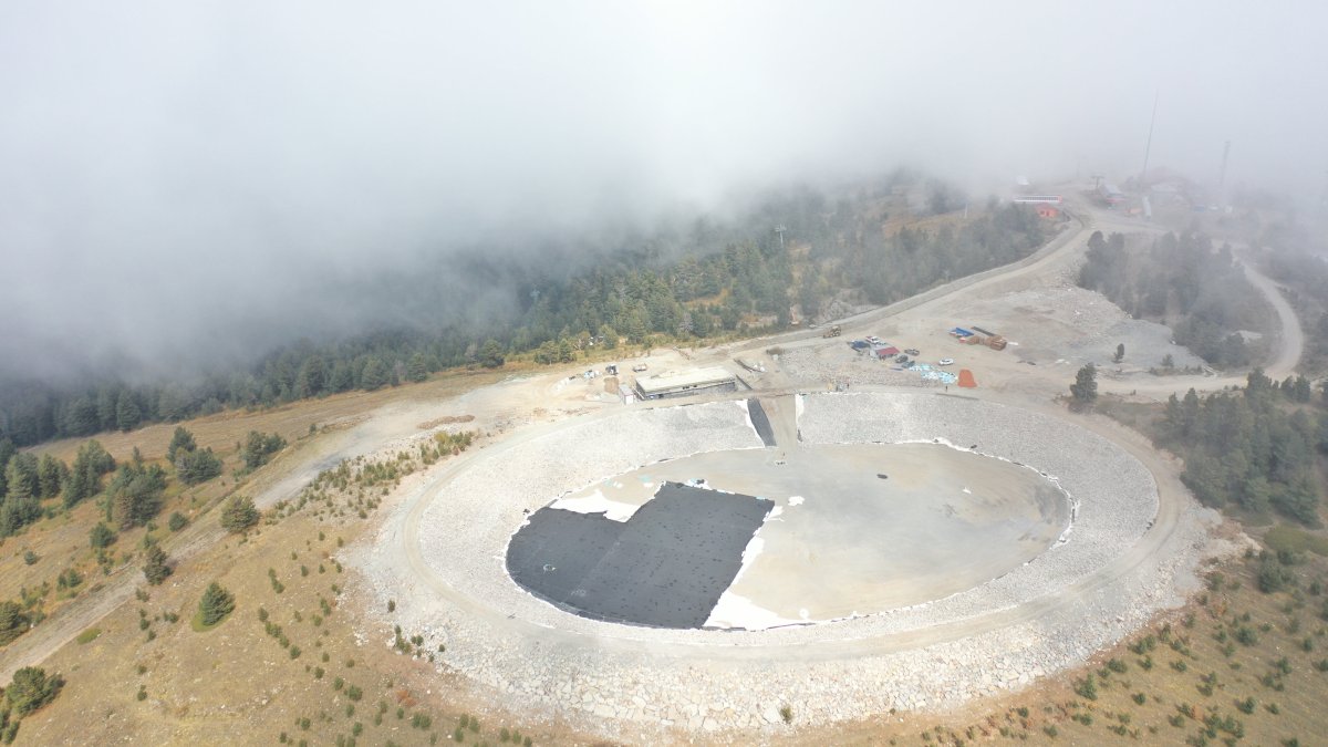 Sarıkamış Ski Center, one of Türkiye’s leading winter tourism destinations, will no longer rely on natural snowfall to open its ski season, thanks to its newly installed artificial snowmaking system, Kars, Türkiye, Oct. 3, 2025. (AA Photo)