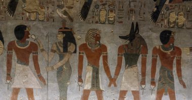 Ancient Pharaonic drawings inside the newly-opened Tomb of Pharaoh Amenhotep III, Luxor, Egypt, Oct. 4, 2025. (EPA Photo)