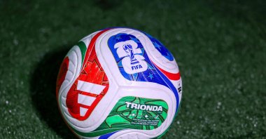 The 2026 FIFA Men&#039;s World Cup match ball &quot;Trionda,&quot; is pictured during its unveiling, New York, U.S., Oct. 2, 2025. (AFP Photo)