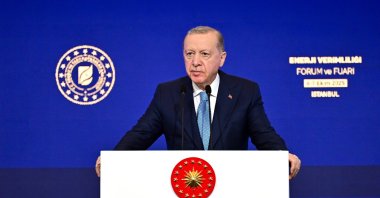 President Recep Tayyip Erdoğan speaks at the 11th Energy Efficiency Forum and Fair, Istanbul, Türkiye, Oct. 6, 2025. (AA Photo)