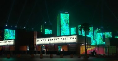A night view of the illuminated Riyadh Comedy Festival venue, Riyadh, Saudi Arabia, Oct. 20, 2024. (Shutterstock Photo)