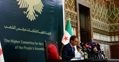 Nawar Najma, spokesperson of the Syria&#039;s Higher Committee for People&#039;s Assembly Elections, announces the results of the Syrian parliamentary elections, in Damascus, Syria, Oct. 6, 2025. (Reuters Photo)
