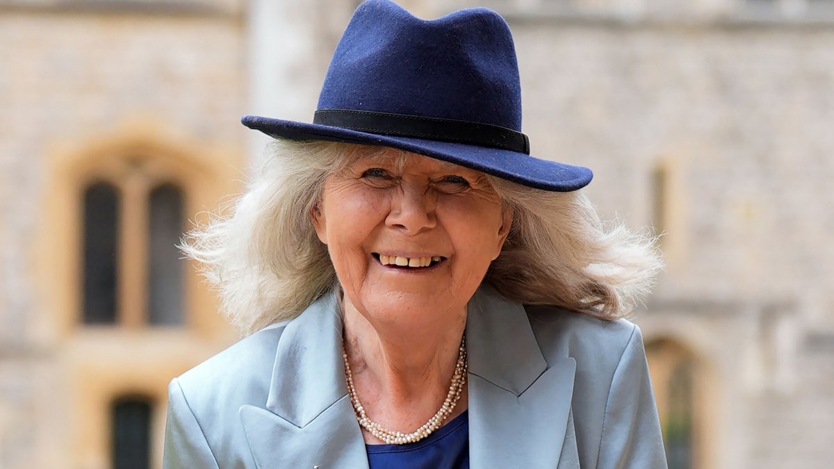 British author Jilly Cooper smiles after being appointed a Dame Commander of the Order of the British Empire (DBE) following an investiture ceremony at Windsor Castle, southern England, May 14, 2024. (AFP Photo)