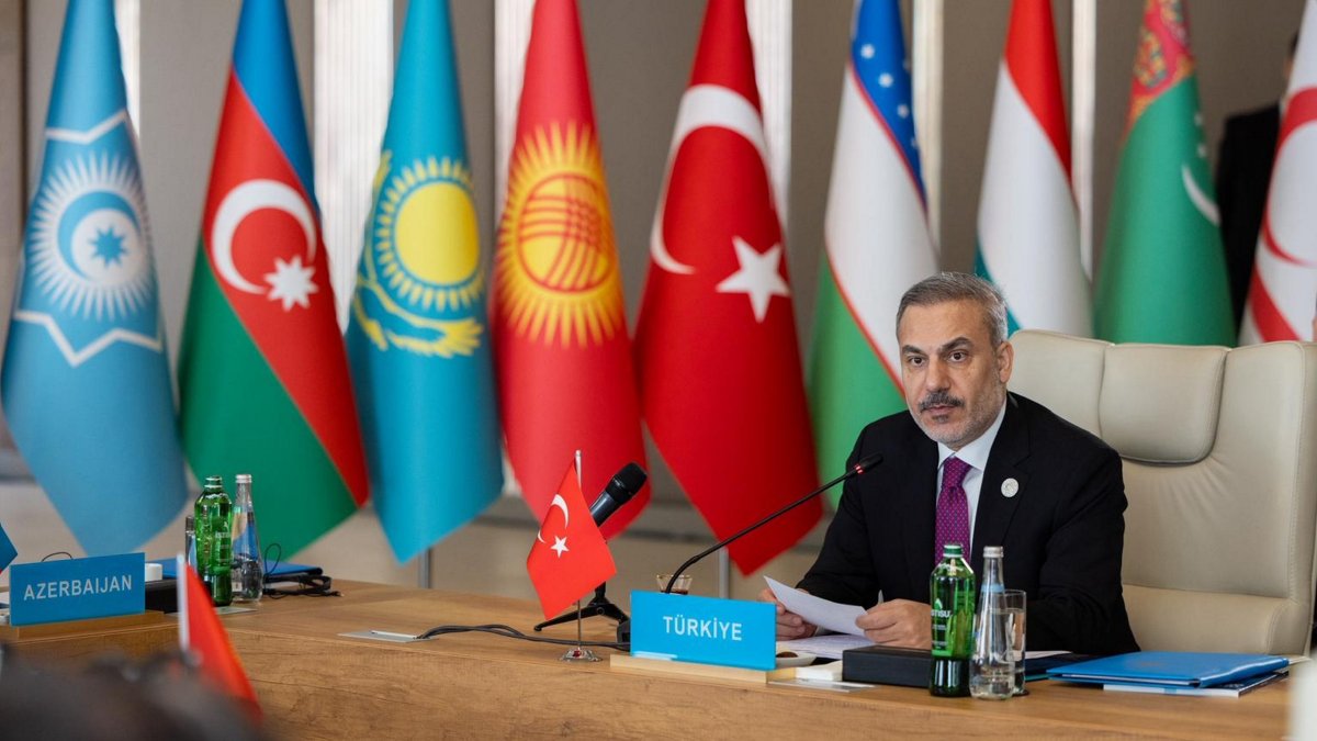 Hakan Fidan speaks at the Council of Foreign Ministers Meeting, Gabala, Azerbaijan, Oct. 7, 2025. (AA Photo)