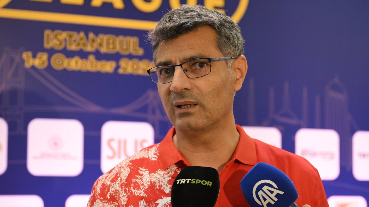 Türkiye&#039;s Yusuf Dikeç addresses the press after the European Champions League of Air Weapons finals, Istanbul, Türkiye, Oct. 5, 2025. (AA Photo)