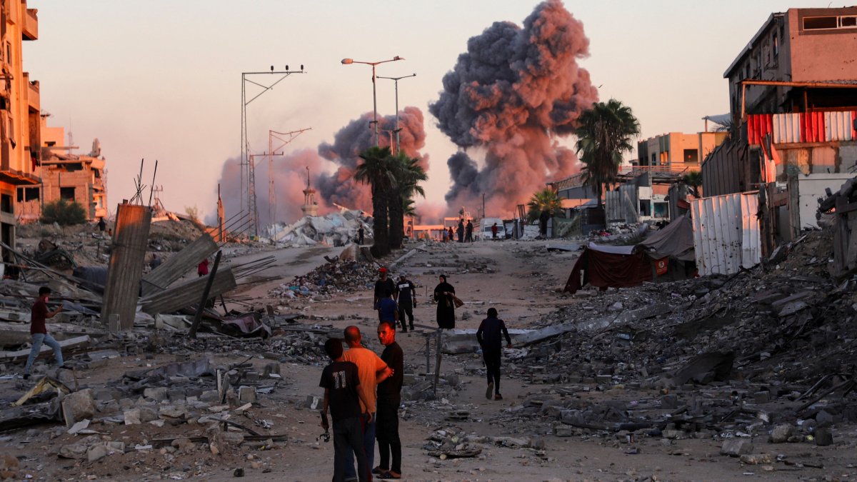 Smoke rises following an Israeli strike in Gaza City, Oct. 7, 2025. (Reuters Photo)