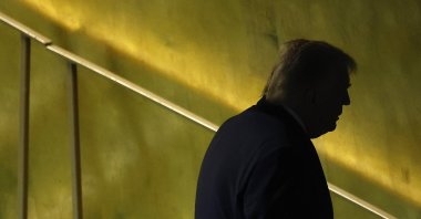 U.S. President Donald Trump departs after speaking during the 80th session of the United Nations General Assembly (UNGA) at the U.N. headquarters, New York City, U.S., Sept. 23, 2025. (AFP Photo)