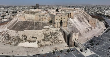 A drone view shows the Aleppo citadel, which had suffered damage during the years of war in Syria and has now been fully restored and reopened to the public for World Tourism Day, Aleppo, Syria, Sept. 27, 2025. (Reuters Photo)