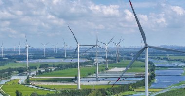 Wind turbines are pictured in Jinhu County, Huai&#039;an, eastern Jiangsu province, China, Sept. 22, 2025. (AFP Photo)