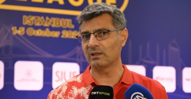 Türkiye&#039;s Yusuf Dikeç addresses the press after the European Champions League of Air Weapons finals, Istanbul, Türkiye, Oct. 5, 2025. (AA Photo)