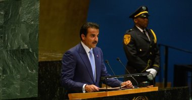 Emir of Qatar Tamim bin Hamad Al Thani speaks to the 80th session of the U.N.’s General Assembly (UNGA), Sept. 23, 2025. (AFP File Photo)