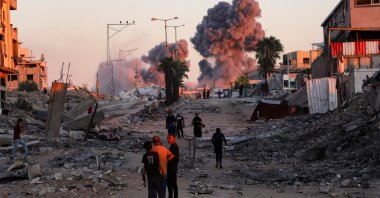 Smoke rises following an Israeli strike in Gaza City, Oct. 7, 2025. (Reuters Photo)