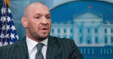  Irish professional mixed martial artist and businessman Conor McGregor speaks from the White House briefing room podium in Washington, U.S., March 17, 2025. (AFP Photo)