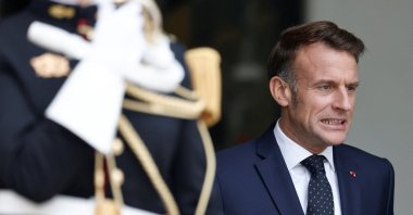 French President Emmanuel Macron reacts as he waits for the arrival of a guest at the Elysee Palace in Paris, France, Oct. 8, 2025. (Reuters Photo)