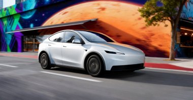Tesla Motors&#039; Model Y Standard car is seen in this handout picture released by Tesla Motors, Oct. 7, 2025. (Reuters Photo)
