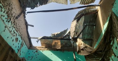 A ceiling damaged by shelling shrapnel at a displaced persons center in el-Fasher, Sudan, Oct. 7, 2025. (Reuters Photo)